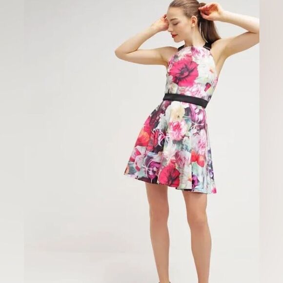 Ted Baker Samra Floral-Swirl Skater Dress, Fuchsia - US Size 4 NWOT - Picture 2 of 15